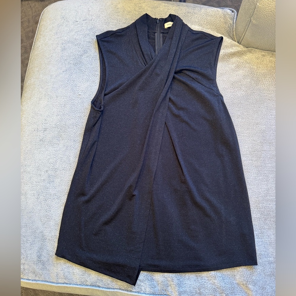 Halston Sleveless Black Wrap Top